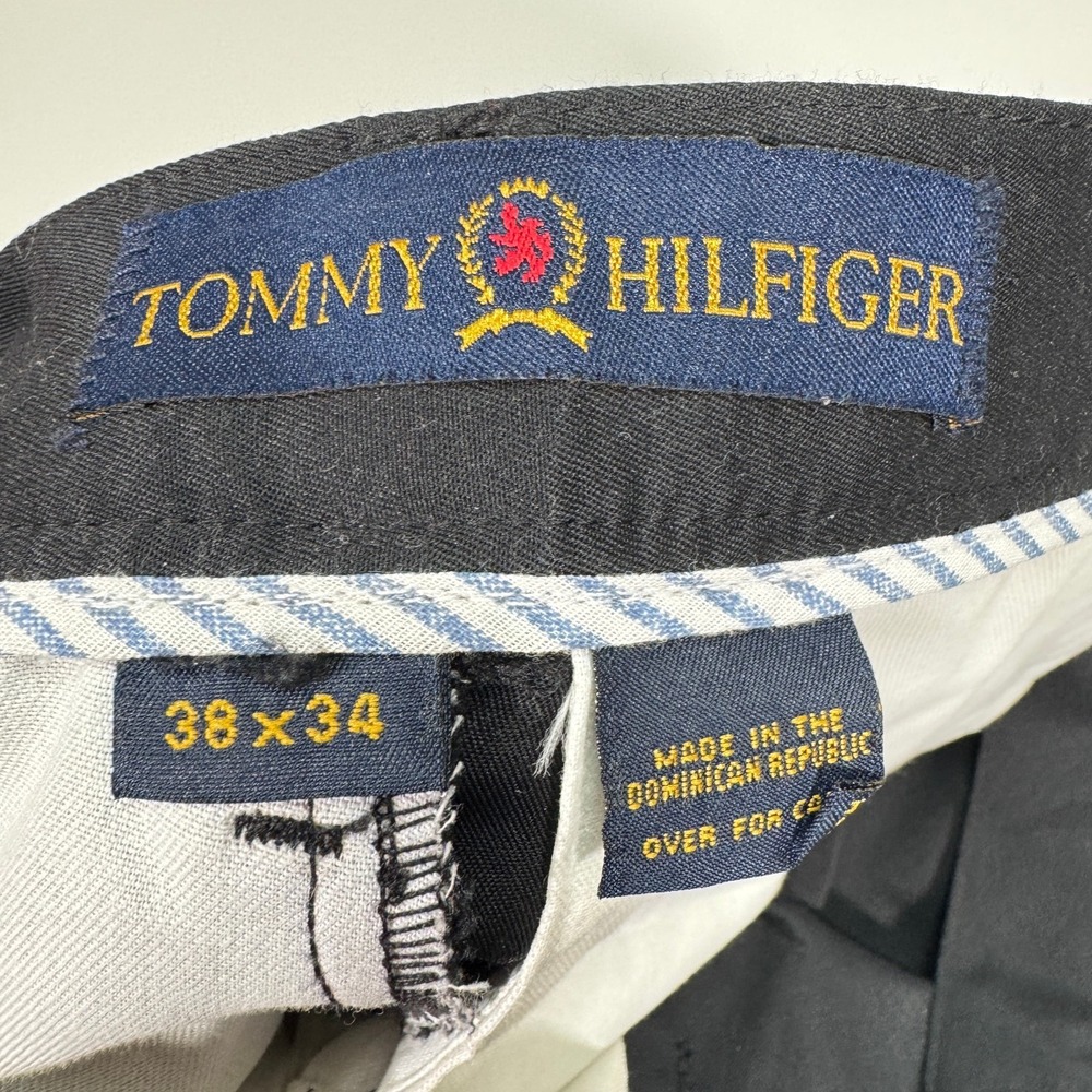 Tommy Hilfiger Mens 38x34 Fit 36x34 Black Pleated Chino Dress Pants Classic Fit - Picture 4 of 14